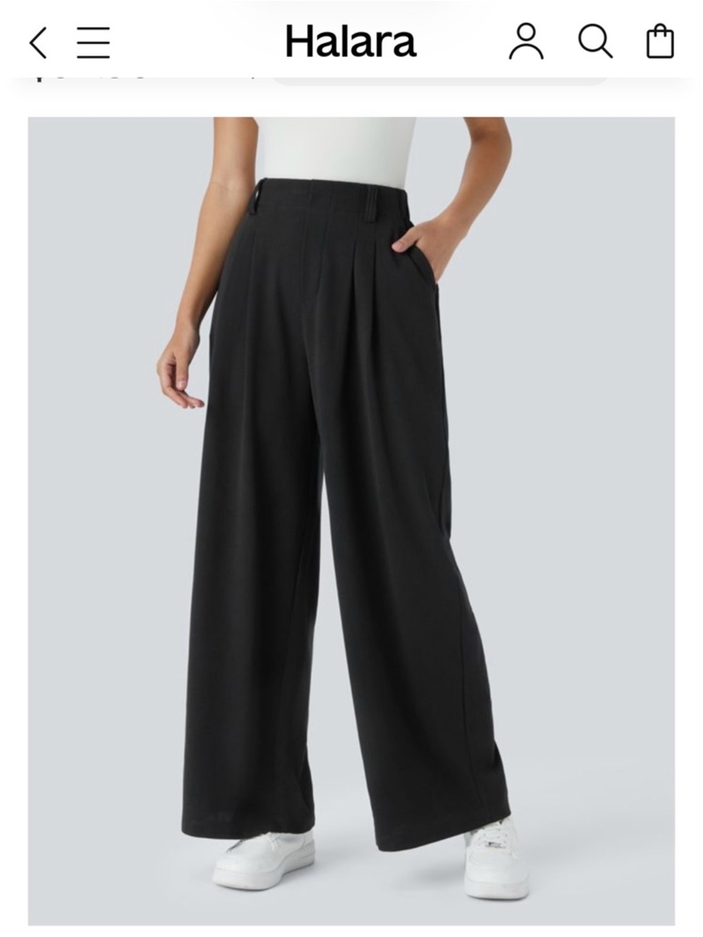 Halara Women's Waffle Black Wide Leg Trousers